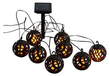 Lyslenke m/8 kuler med flammeeffekt - 4,1 meter